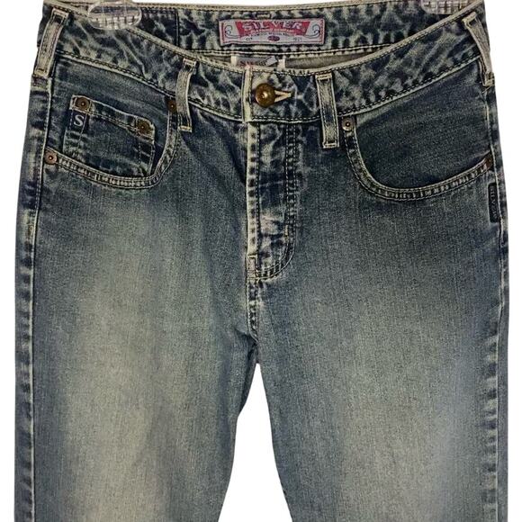 Silver Jeans Boot Flare Vintage 90's Y2K Cotton Mid Rise Dark Wash Jeans - 29x30 - Picture 2 of 6